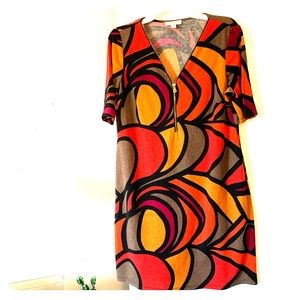 Brightly colored Mod mini shift dress
